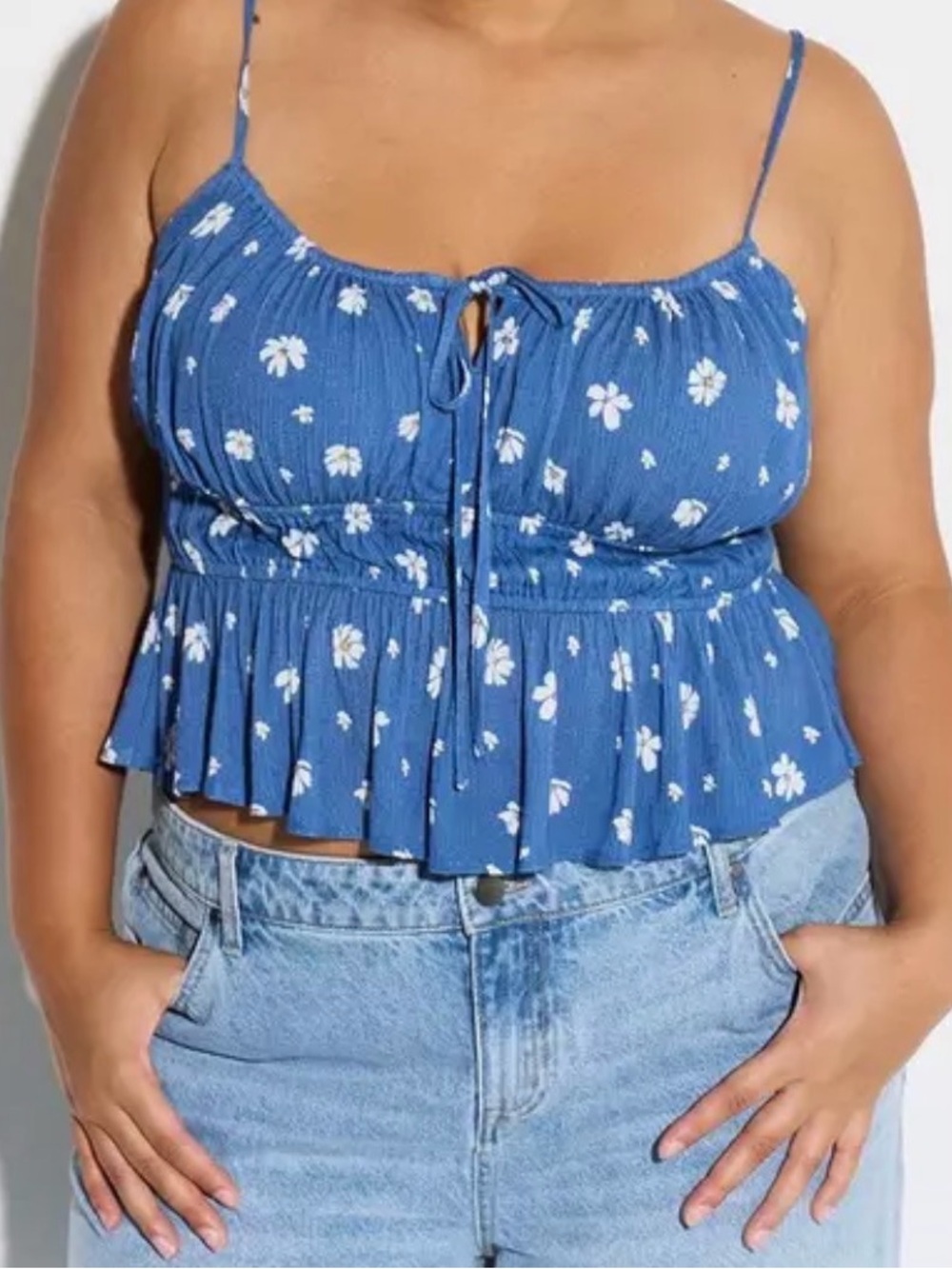 torrid Blue Floral Ruffle Hem Cropped Cami